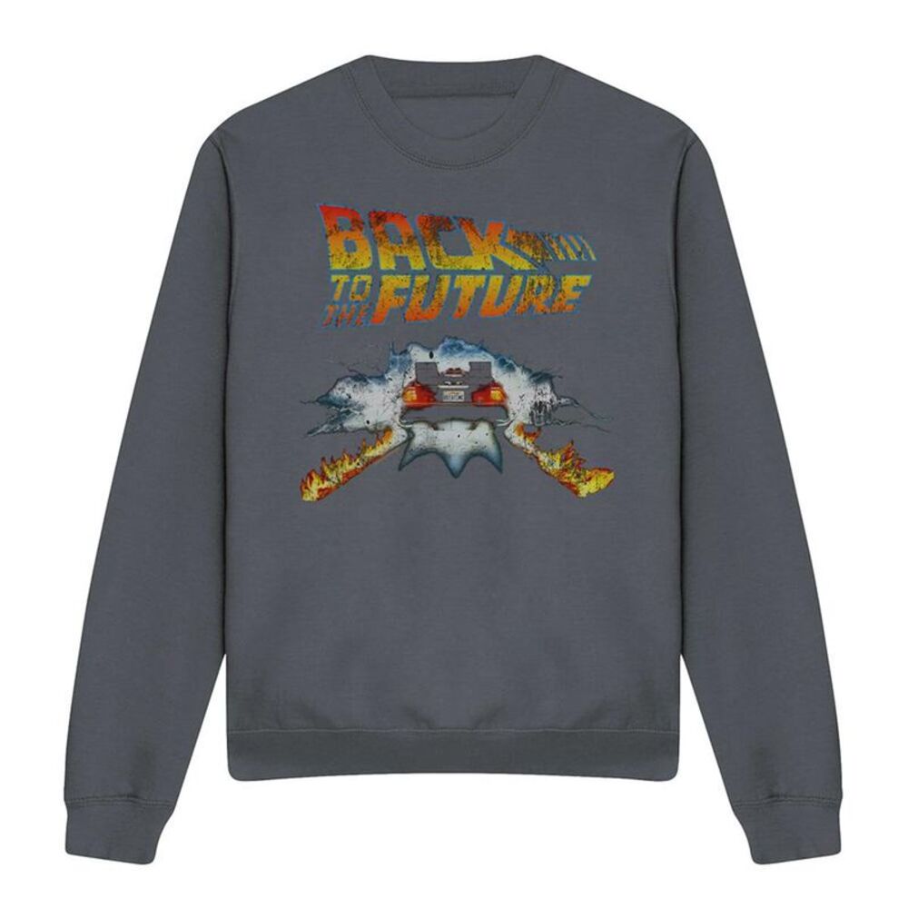Back To The Future Unisex Adult Delorean Sweatshirt / Charcoal